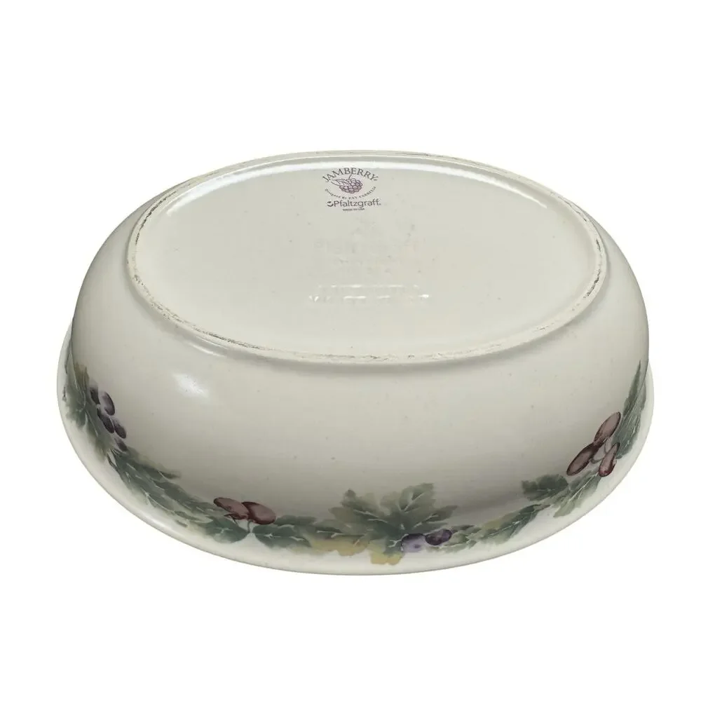 Pfaltzgraff Jamberry Cream Grapes Berries AOP 12in Oval Serving Platter